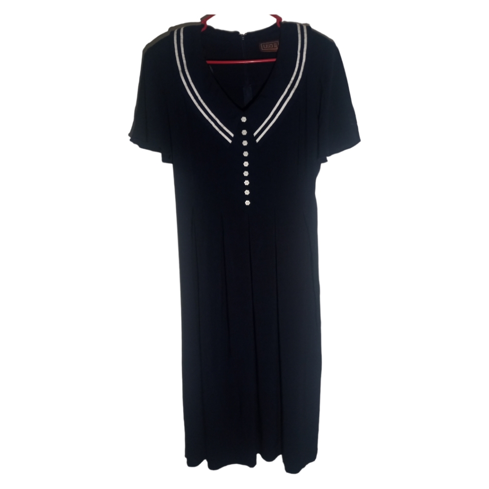 Vintage Lisa 11 sailor dark Navy colored maxi dress size large